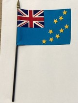 New Tuvalu Mini Desk Flag - Black Wood Stick Gold Top 4” X 6” - £3.93 GBP