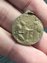 Vintage Italian Bronze Medal Award Pendant Ministry Of Post And Connections - $16.87