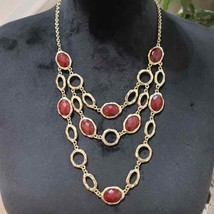 Womens Fashions Gold Tone Red Glass Stones Collar Necklace with Lobster Clasp - £22.38 GBP