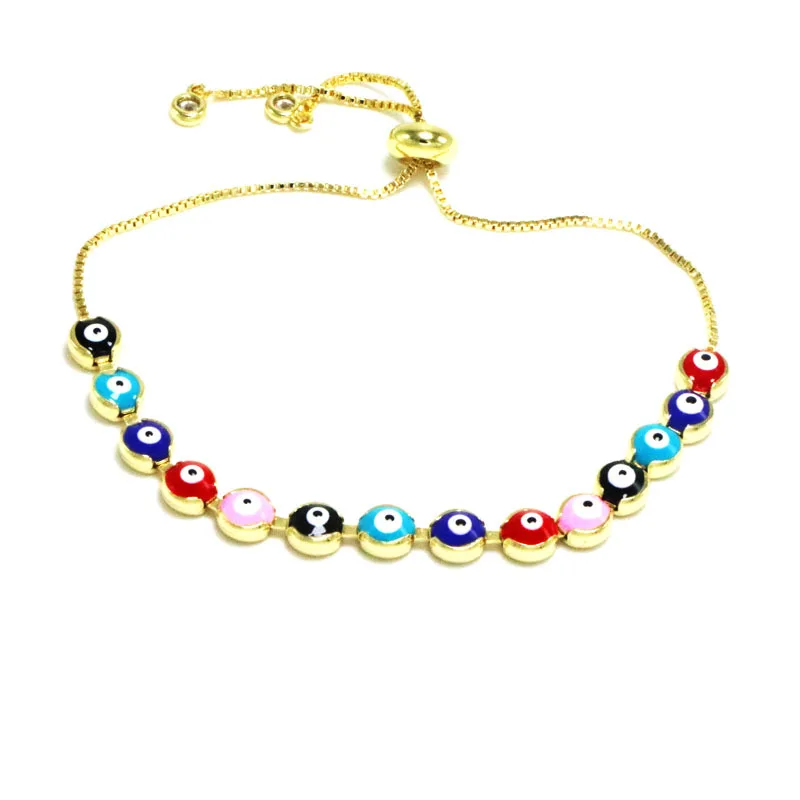 8Pcs Fashion Gold Color Plated Bracelets Round Eye Colorful Enamel Trendy Jewelr - £42.70 GBP