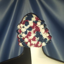 Bobble Stitch Beanie Hat in Cranberry Blue and White by Mumsie of Stratf... - $15.00