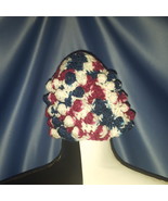 Bobble Stitch Beanie Hat in Cranberry Blue and White by Mumsie of Stratf... - £11.79 GBP