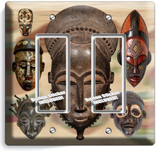 African Ancient Warrior Tribe Mask 2 Gfci Light Switch Wall Plate Room Art Decor - £9.44 GBP