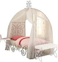 White And Light Purple Acme Furniture Priya Ii Canopy Twin Bed. - $420.97