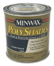 Minwax Polyshades - Stain &amp; Polyurethane in 1 Step, 1/2 pint Classic Black Satin - £13.80 GBP