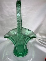 Vintage Westmoreland Glass Large Green Depression Glass Basket - £58.99 GBP