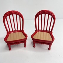 Fisher Price Loving Family Dollhouse Furniture Chairs Set of 2 Red and Tan 3.5&quot; - $9.36