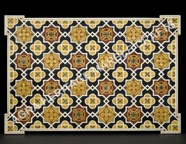 6&#39;x3&#39; Handmade Marble Dining Table Top Marquetry Inlay Outdoor Home Decor H4669B - £2,984.61 GBP