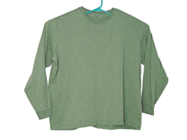 Lands&#39; End Mens Long Sleeve Pullover T-Shirt Sage Green 100% Cotton Size... - $25.97