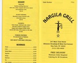 Nargila Grill Menu Glatt Kosher West 72nd Street New York  - £14.24 GBP