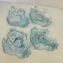 Akcam Turkish Blue Glass Iridescent 9 Inch Oyster Shell Dessert Dishes S... - £25.48 GBP