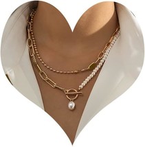 Gold Layered Pearl Necklace  - £20.13 GBP