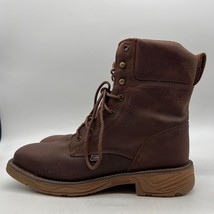 Justin 8&quot; Rush Nano SE468 Mens Brown Lace Up Leather Work Boots Size 12 D - £93.47 GBP