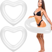 47.3 X 39.4 Inch White Heart Pool Float Inflatable Swim Water Ring Float... - $33.99