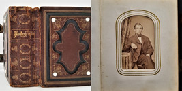 1860s Antique Photo Album Salem Ma Civil War Soldiers And Family Tin Type Cdv A+ - $321.75