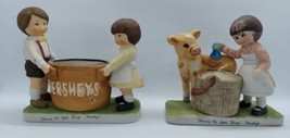2 HERSHEY FOODS FERO  &quot;SHARING THE GOOD THINGS&quot; CERAMIC FIGURINE CANDLE ... - $29.69