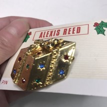 Alexis Reed Christmas Gift Brooch with Rhinestones New on Card - £17.87 GBP