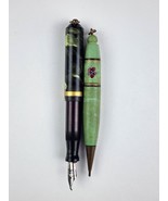 Pair Vintage Folding Pen &amp; Pencils Dance Card Pendant hanging mini - £8.67 GBP
