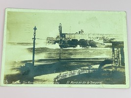 The Morro Castle in stormy day - Habana Havana Cuba 1920 Vintage Postcard RPPC - £4.70 GBP