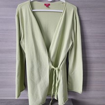 J Jill Sweater Womens Medium Stretch Cardigan Lime Green Double Tie Long Sleeve - £23.70 GBP
