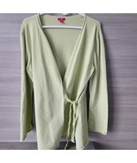 J Jill Sweater Womens Medium Stretch Cardigan Lime Green Double Tie Long... - £23.34 GBP