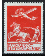 ZAYIX Denmark C3 MNH 25o scarlet Airplane &amp; Plowman Aviation Horses 0830... - £25.39 GBP