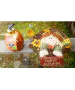 ~~ GRAPEVINE SCARECROW WREATH ~~ SAYS HAPPY AUTUMN ~ &amp; Pumpkin Hand Soap... - £11.75 GBP