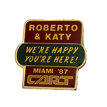 1987 Miami CART Grand Prix Roberto &amp; Katy Florida Race Track Car Lapel Pin - £6.34 GBP