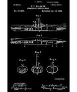 1892 - Submergible Torpedo Boat - Submarine - J. P. Holland - Patent Art... - £7.98 GBP