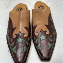 CHARLIE 1 HORSE by Lucheese Western Mules Brown Aqua Leather Women&#39;s Size 6 - $1,641.07 MXN