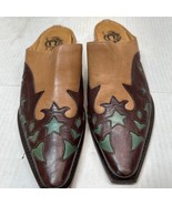 CHARLIE 1 HORSE by Lucheese Western Mules Brown Aqua Leather Women&#39;s Size 6 - $1,641.07 MXN