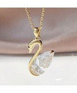 14K Yellow Gold Plated 3Ct Pear Cut Simulated Diamond Swan Shape Women&#39;s... - £113.40 GBP