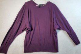 LOFT Sweater Womens Size Large Purple Knit Cotton Long Raglan Sleeve Round Neck - £12.10 GBP