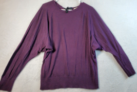 LOFT Sweater Womens Size Large Purple Knit Cotton Long Raglan Sleeve Round Neck - $15.14