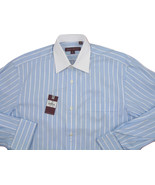 NEW $195 Hickey Freeman Dress Shirt!  15 34  Blue with White Stripes &amp; C... - $109.40 CAD