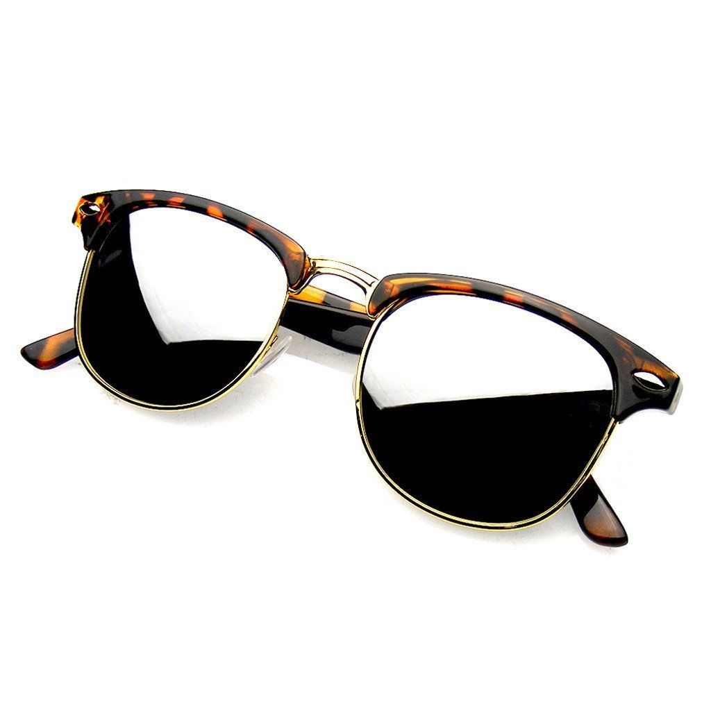 Moda Retro Half Frame Flash Lente Espejo Gafas de Sol Reflectante Sombras - $9.84