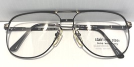 VTG Aviator Style Eyeglasses Metal Frame Double Bridge Black Stainless Steel SST - £21.65 GBP
