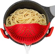 Pasta Strainer, Pot Strainer Clip on Silicone – Adjustable Clip on Strainer for  - £10.76 GBP