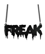 FREAK NECKLACE 4&quot; Large Black Acrylic Statement Pendant Fun Night Club G... - €7,77 EUR