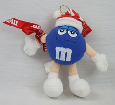 VINTAGE 2002 M&amp;Ms Blue Santa Claus Christmas Ornament Plush Doll w/ Tag - £15.78 GBP
