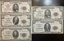 Reproduction Set 1929 Federal Reserve Bank Notes $5 $10 $20 $50 $100 Copies - £10.40 GBP