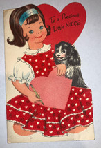Vintage 1950’s Greeting Card Buzza Cardozo  Valentine Niece Puppy Dog Used - £4.68 GBP