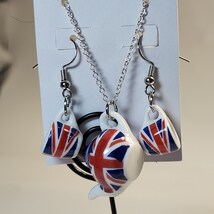 British Union Jack Tea Set Necklace and Earrings - $8.00