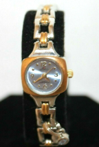 DENACCI GOLD &amp; SILVER WRIST WATCH STAINLESS STEEL BACK 8&quot; LONG BLUE BLIN... - $19.38