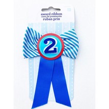 Amscan Blue Award Ribbon 2nd Birthday Boy Bow Tie Striped Kids Party New - £5.53 GBP