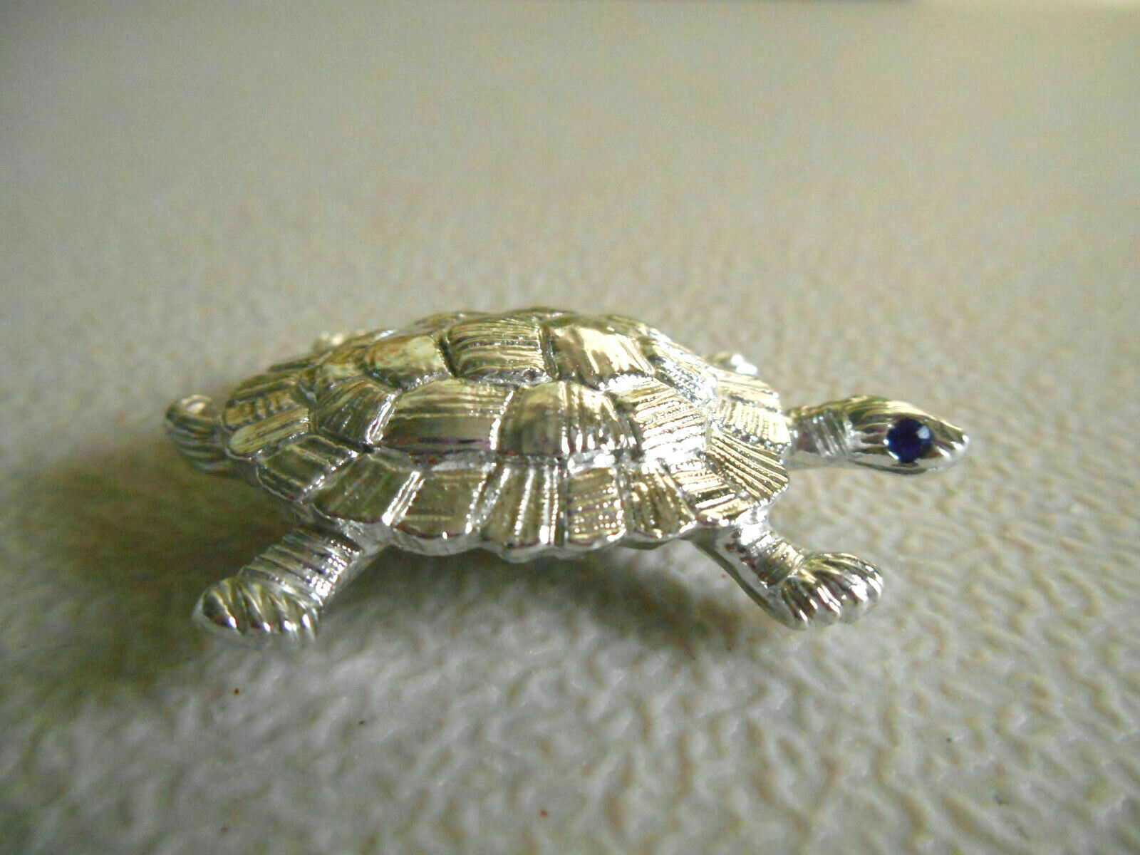 Primary image for Vintage Signed Gerry's silver tone blue rhinestone eyes turtle Brooch Pin 1.8"