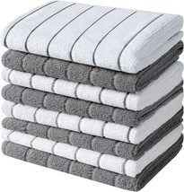 Dish Towels, Stripe Designed, Super Soft and Absorbent Dishcloth, Pack of 8 - £14.26 GBP