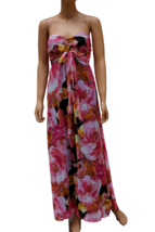 Nwot Xhilaration Womens Medium Maxi Sleeveless Bandeau Pink Floral Lined Dress - £11.96 GBP