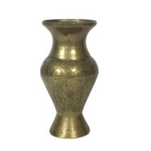 Brass Vase 5” Tall Vintage Etched Floral Leaf - £11.19 GBP