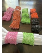 Colorful LACE NAPKIN RINGS Set of 16 -  4&quot; X 2&quot; - $19.74